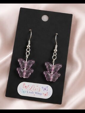 Pink Butterfly Dangle Earrings